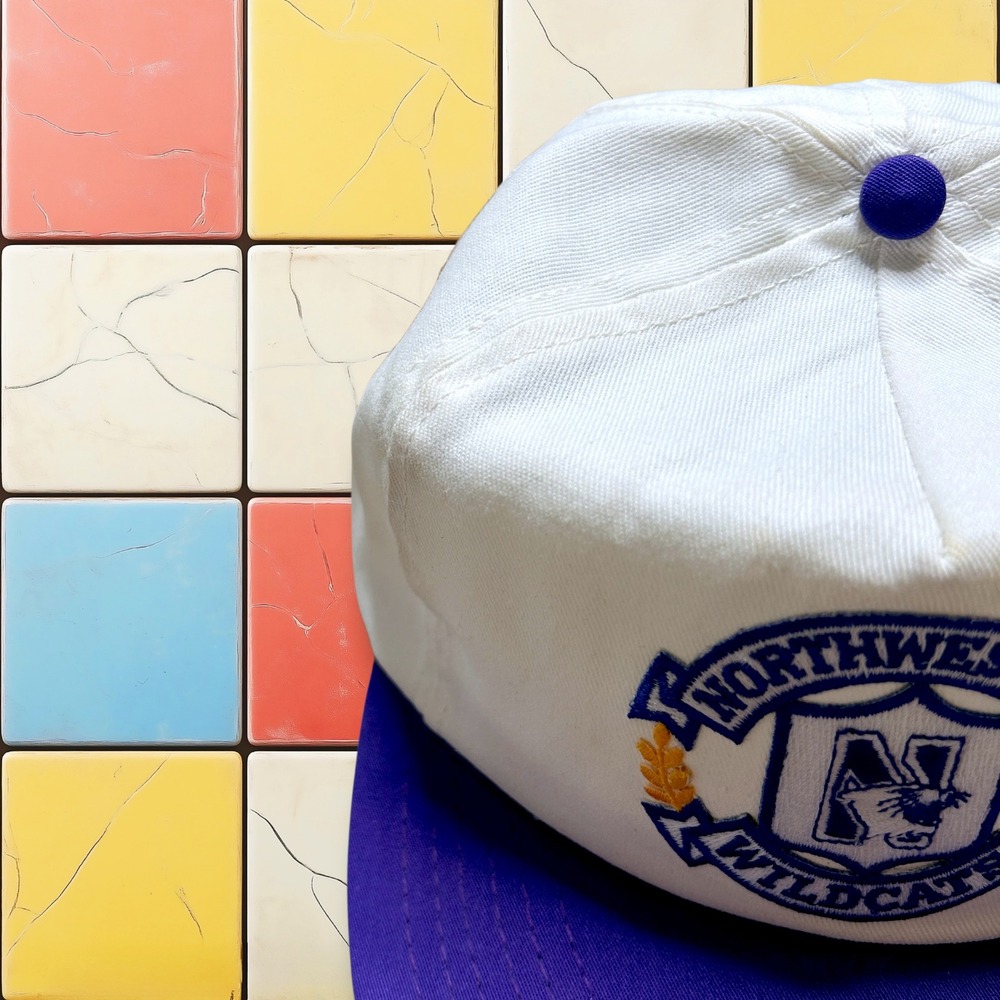 Vintage 90s Northwestern Wildcats Snapback Hat University Square Deadstock NCAA - Picture 6 of 8